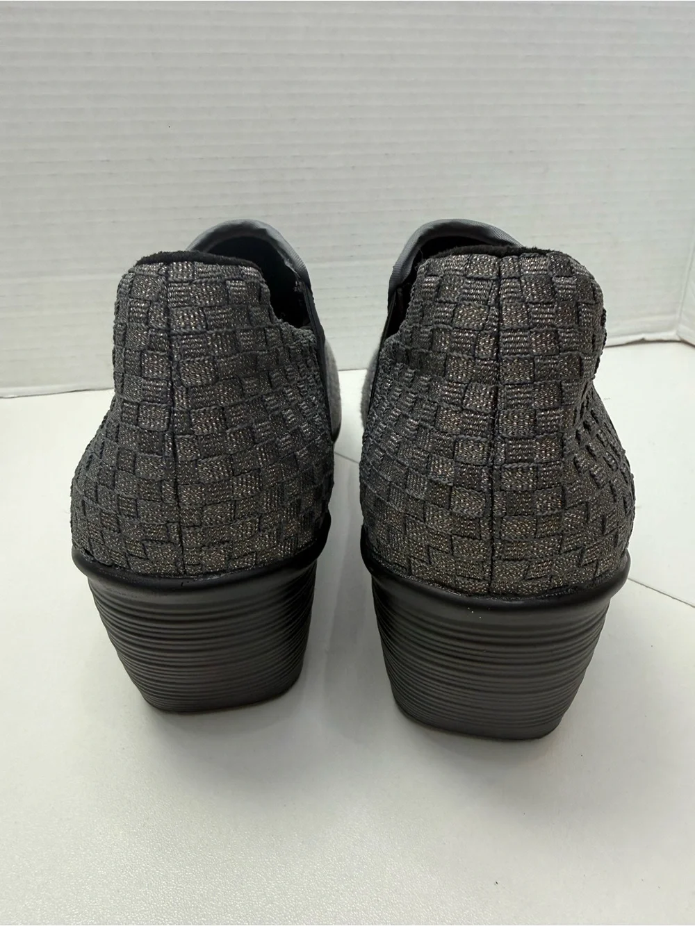 bernie mev. Gray and Black Slip-On Wedge Sneakers size 37